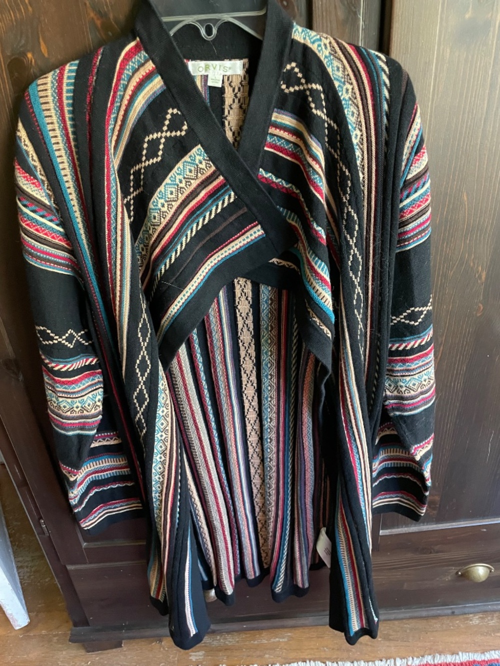 PRICE DROP! Orvis Aztec Southwestern Knit Long Open Front Wrap - Women's L - Picture 2 of 13